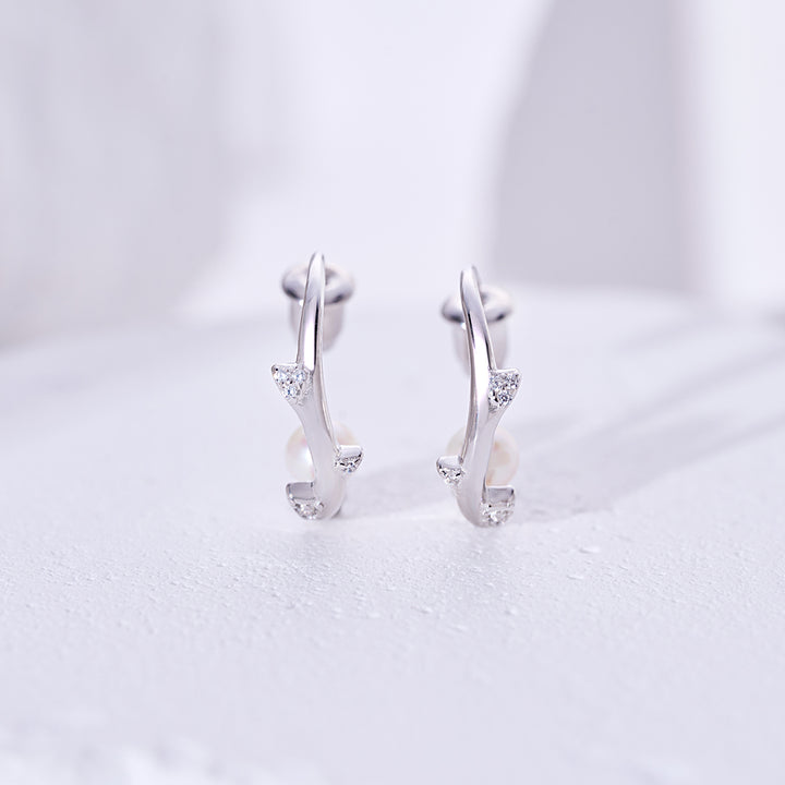 Top Grade Freshwater Pearl Earring WE00884 | ROSE - PEARLY LUSTRE