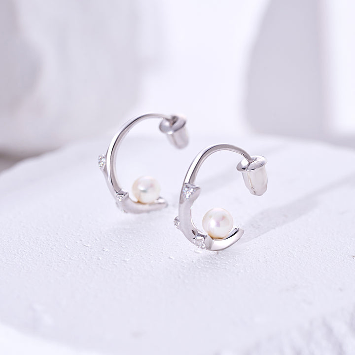 Top Grade Freshwater Pearl Earring WE00884 | ROSE - PEARLY LUSTRE