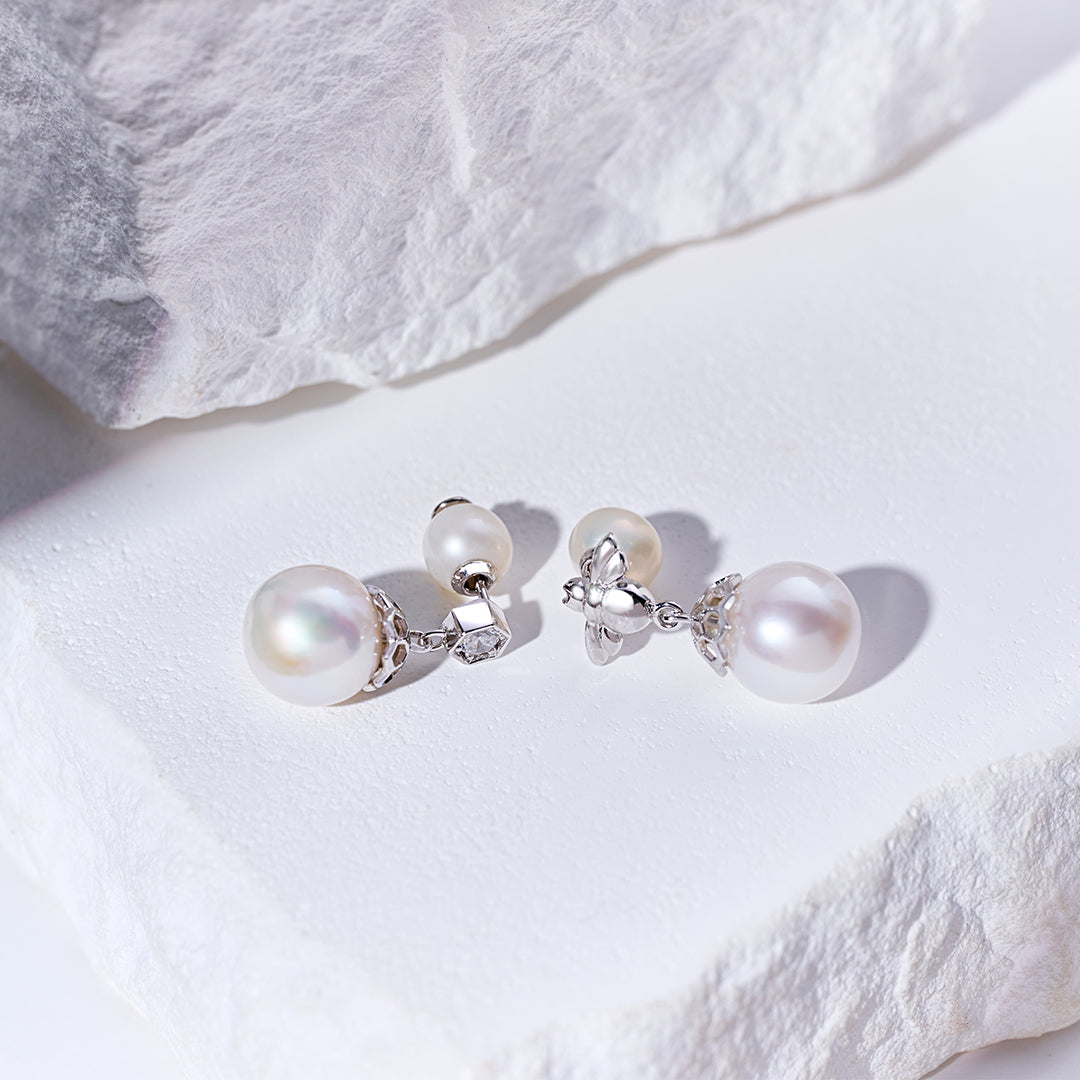 Top Grade Drop Shape Pearl Earrings WE00885 | BEE-LIEVE - PEARLY LUSTRE