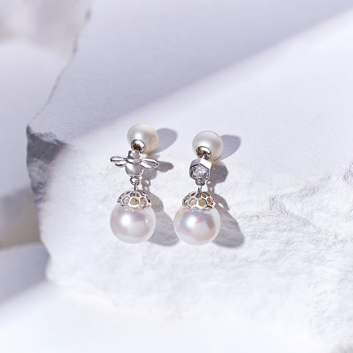 Top Grade Drop Shape Pearl Earrings WE00885 | BEE-LIEVE - PEARLY LUSTRE