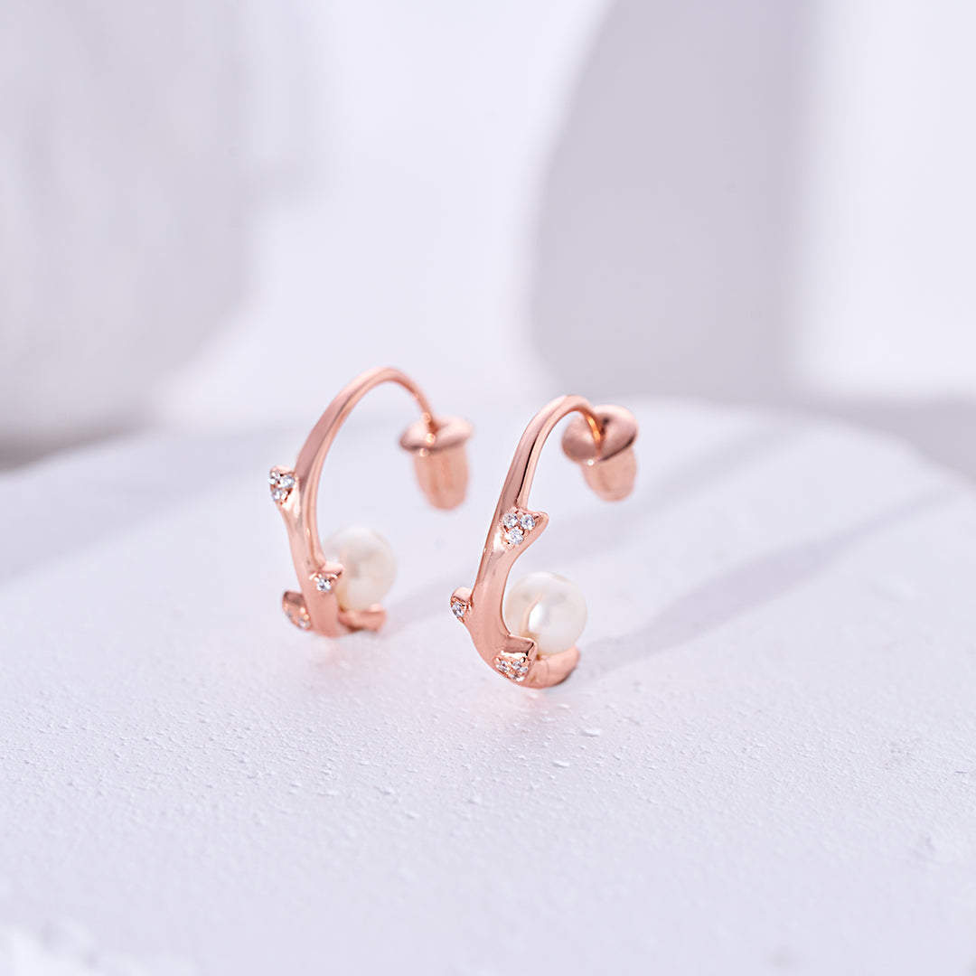 Top Grade Freshwater Pearl Earring WE00888 | ROSE - PEARLY LUSTRE