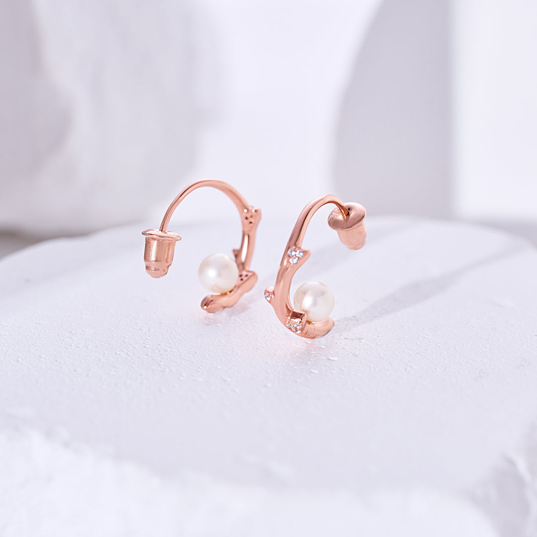 Top Grade Freshwater Pearl Earring WE00888 | ROSE - PEARLY LUSTRE