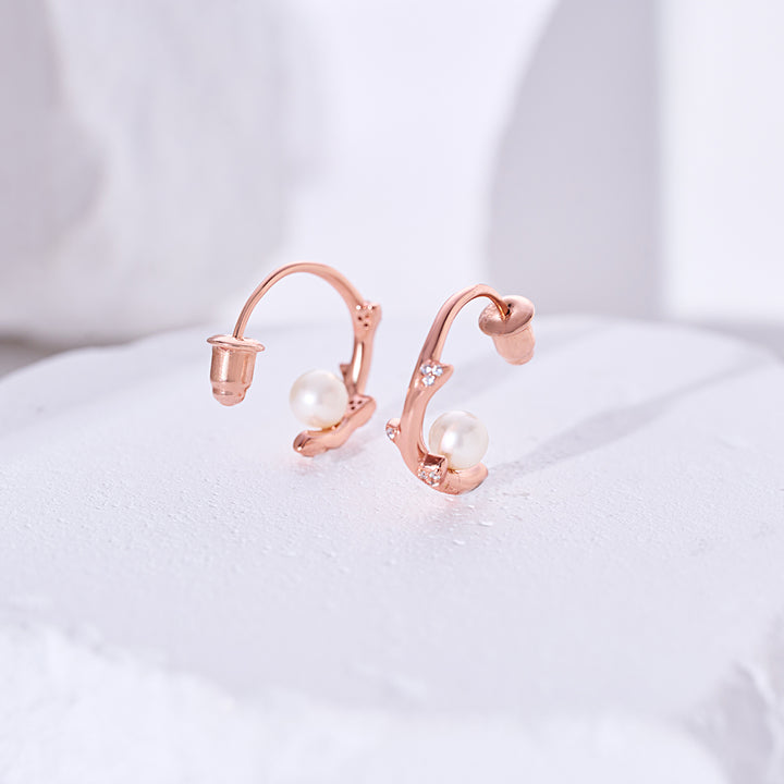 Top Grade Freshwater Pearl Earring WE00888 | ROSE - PEARLY LUSTRE