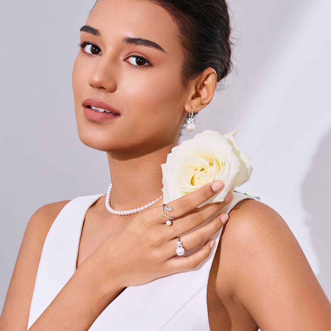 Boucles d'oreilles en perles d'eau douce Top Lustre WE00655 | FEUILLES CONTINUES