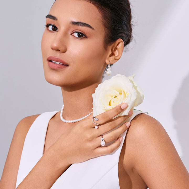 Boucles d'oreilles Edison Pearl Top Lustre WE00900 | FEUILLES CONTINUES