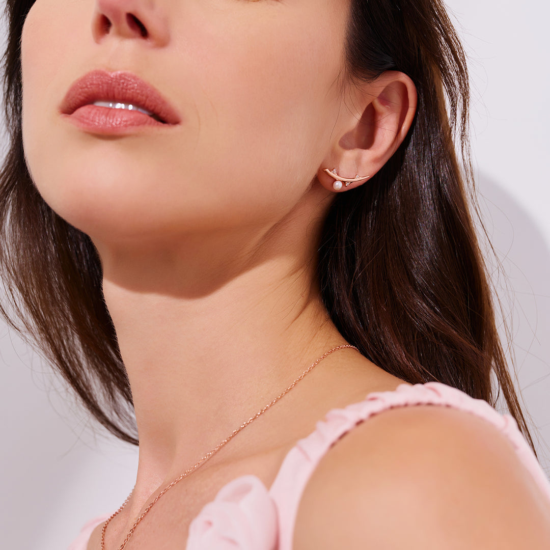 Top Grade Freshwater Pearl Earring WE00909 | ROSE - PEARLY LUSTRE