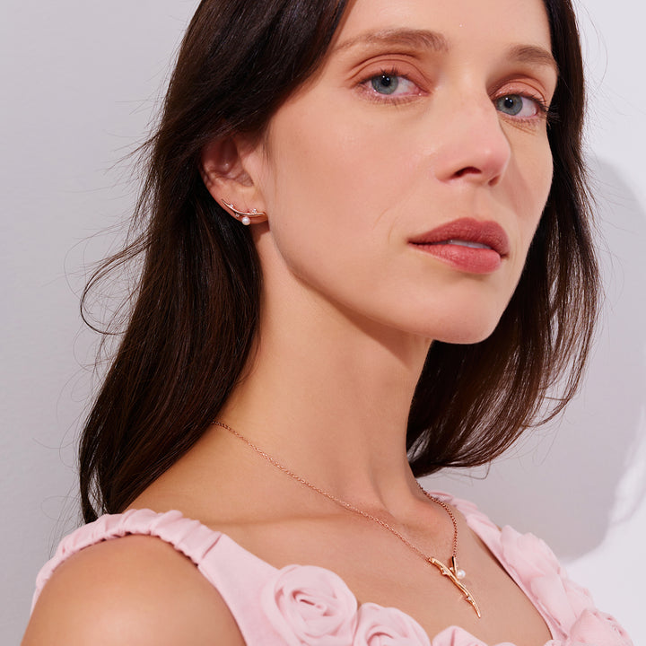 Top Grade Freshwater Pearl Earring WE00909 | ROSE - PEARLY LUSTRE