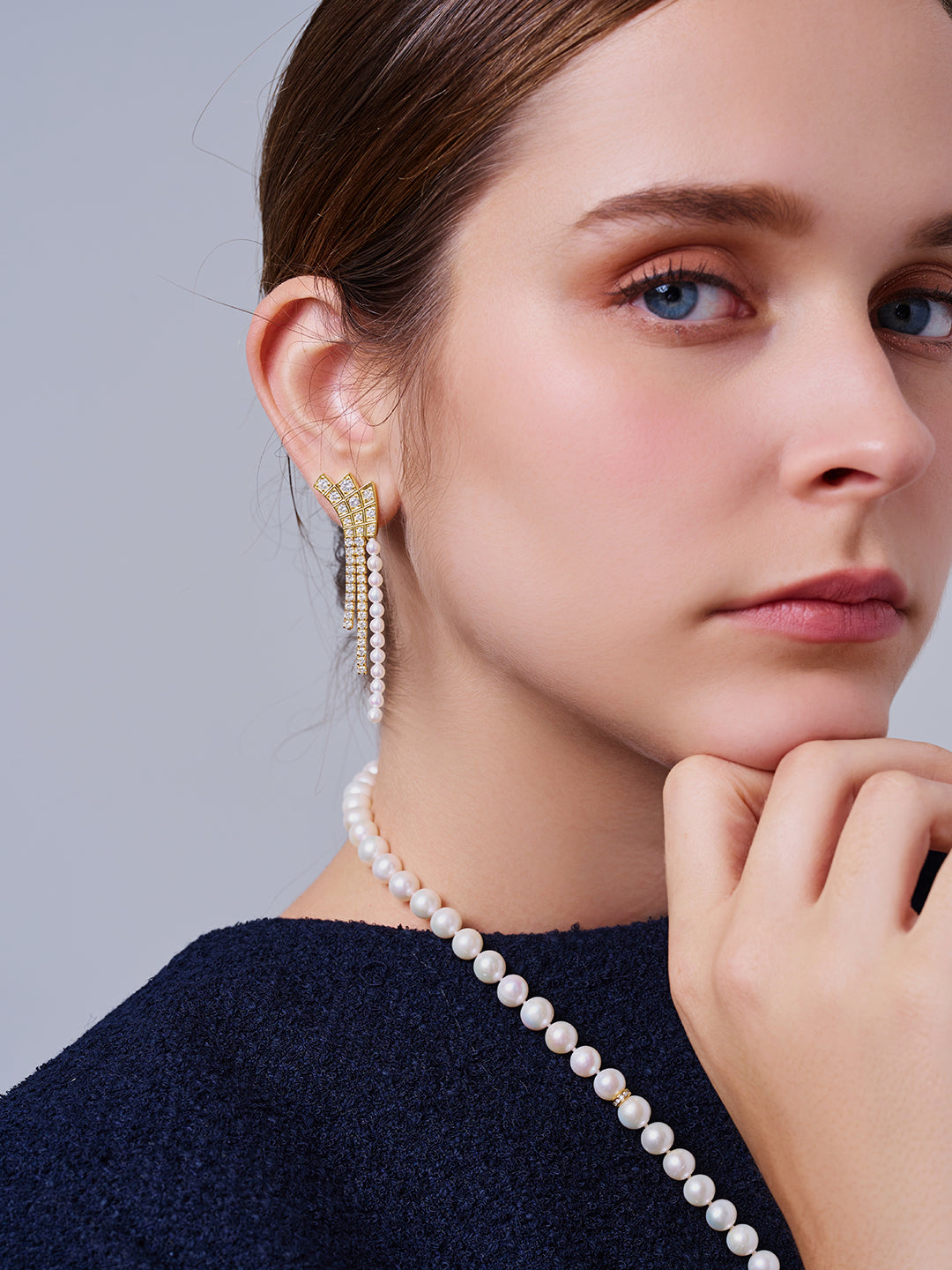 トップグレード淡水パールイヤリング WE00912 | WATERFALL