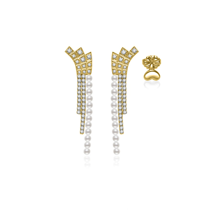 Top Grade Freshwater Pearl Earring WE00912 | WATERFALL - PEARLY LUSTRE
