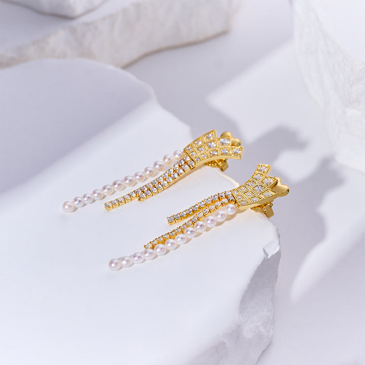 Top Grade Freshwater Pearl Earring WE00912 | WATERFALL - PEARLY LUSTRE