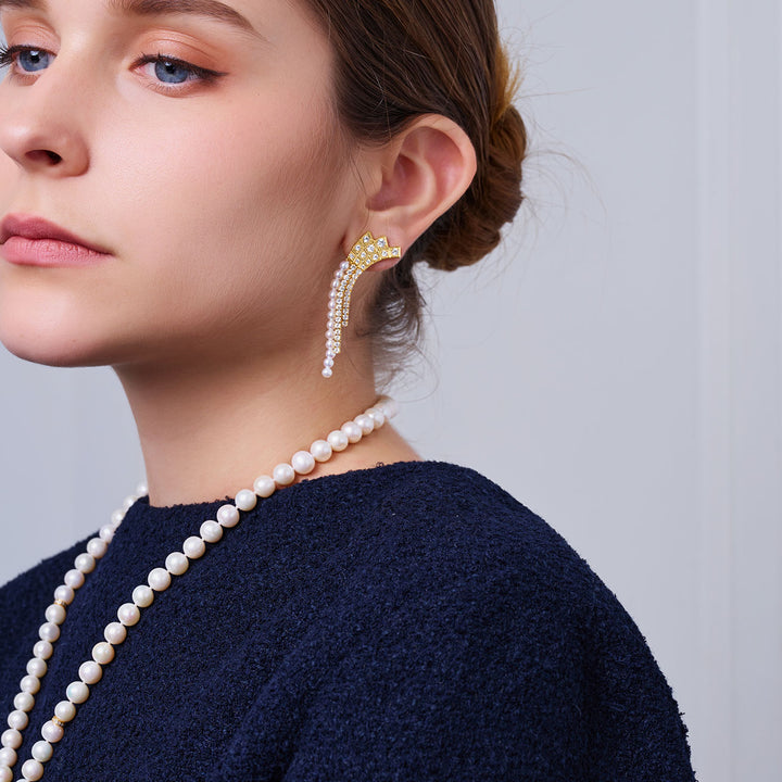 Boucle d'oreille en perle d'eau douce de qualité supérieure WE00912 | WATERFALL