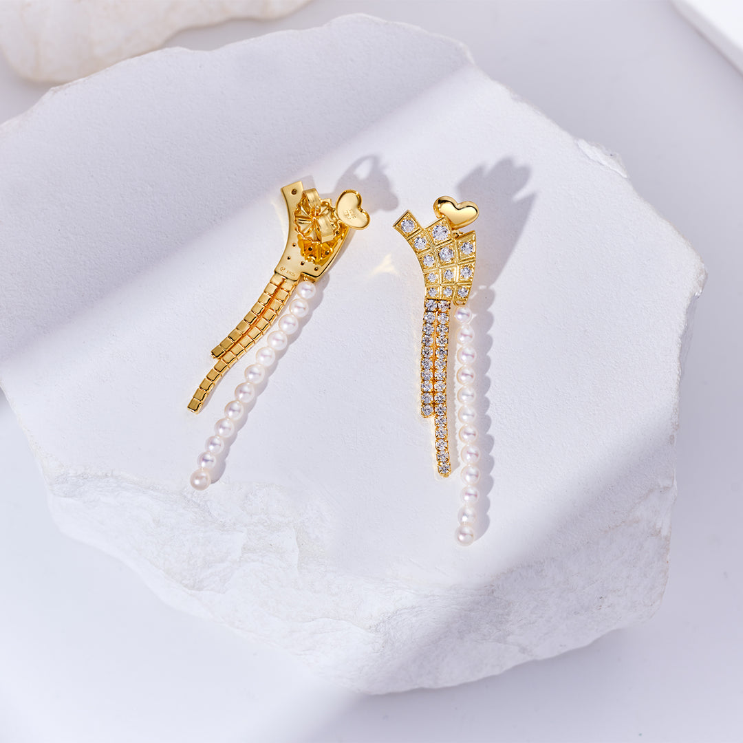 Top Grade Freshwater Pearl Earring WE00912 | WATERFALL - PEARLY LUSTRE
