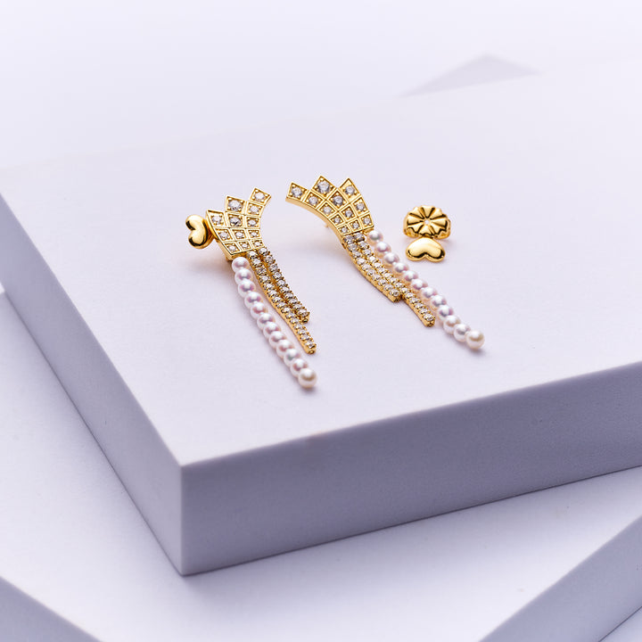 Top Grade Freshwater Pearl Earring WE00912 | WATERFALL - PEARLY LUSTRE