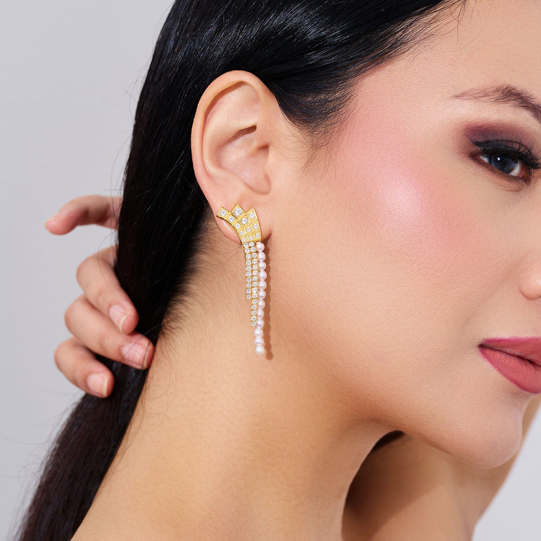 Top Grade Freshwater Pearl Earring WE00912 | WATERFALL