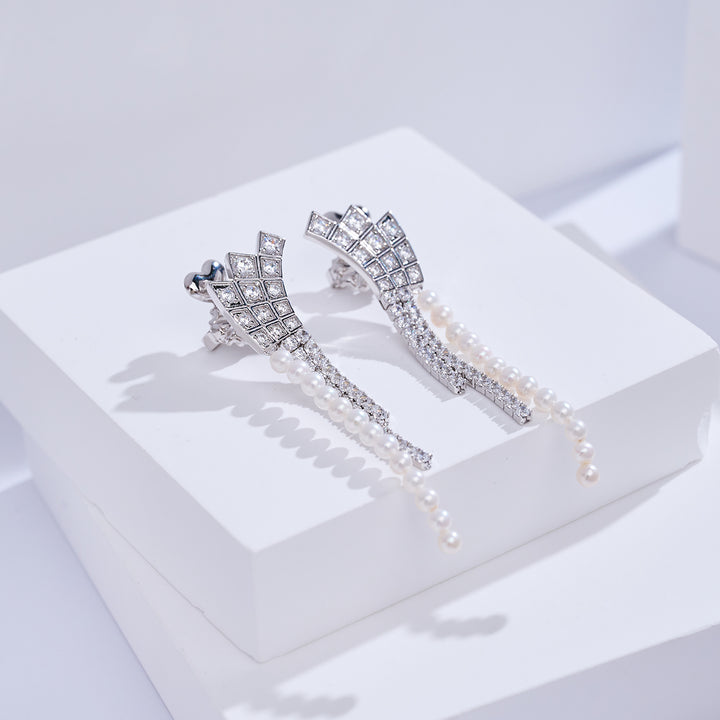 Top-Qualität Süßwasserperlenohrring WE00913 | WATERFALL