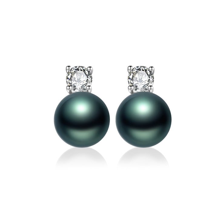 Boucles d'oreilles en perles de culture d'eau salée tahitienne élégantes WE00914