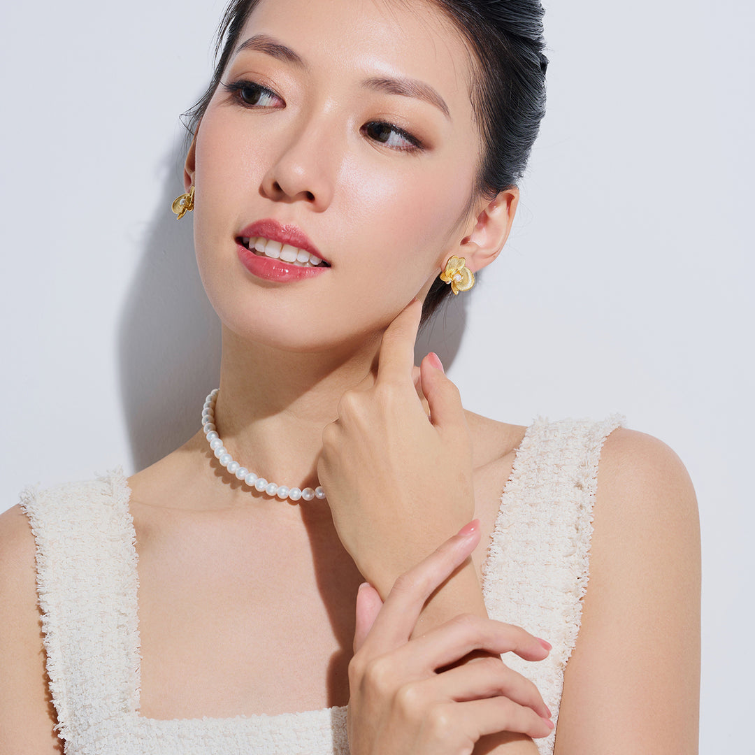 Anting Mutiara Air Tawar Gred Atas WE00925 | ORCHID