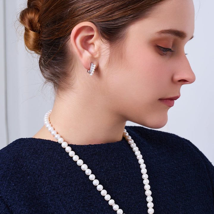 Top-Qualität Süßwasserperlenohrring WE00929 | WASSERFALL