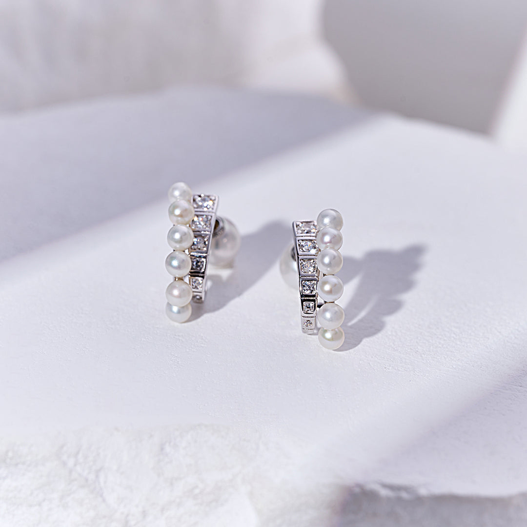 Top Grade Freshwater Pearl Earring WE00929 | WATERFALL - PEARLY LUSTRE