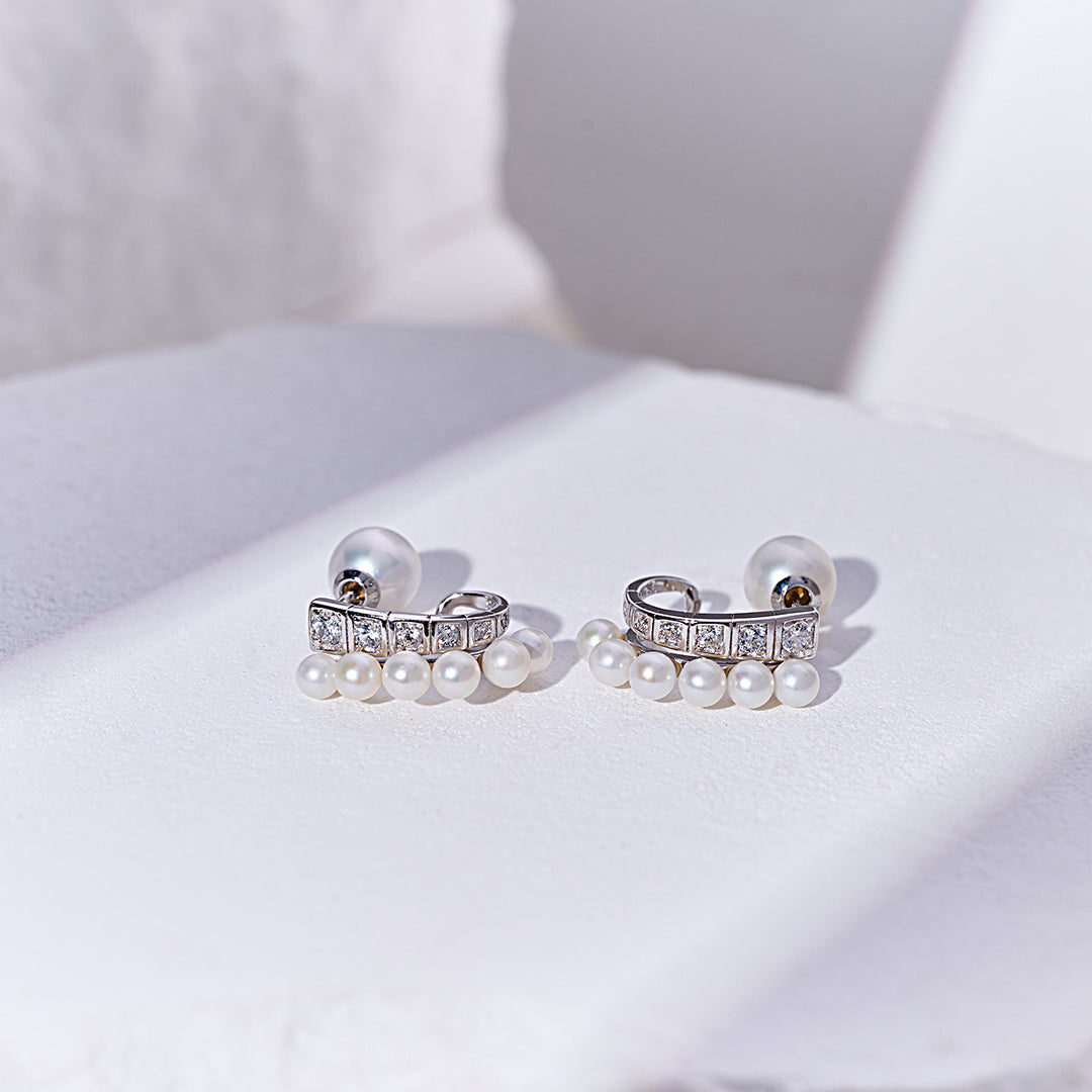 Top Grade Freshwater Pearl Earring WE00929 | WATERFALL - PEARLY LUSTRE