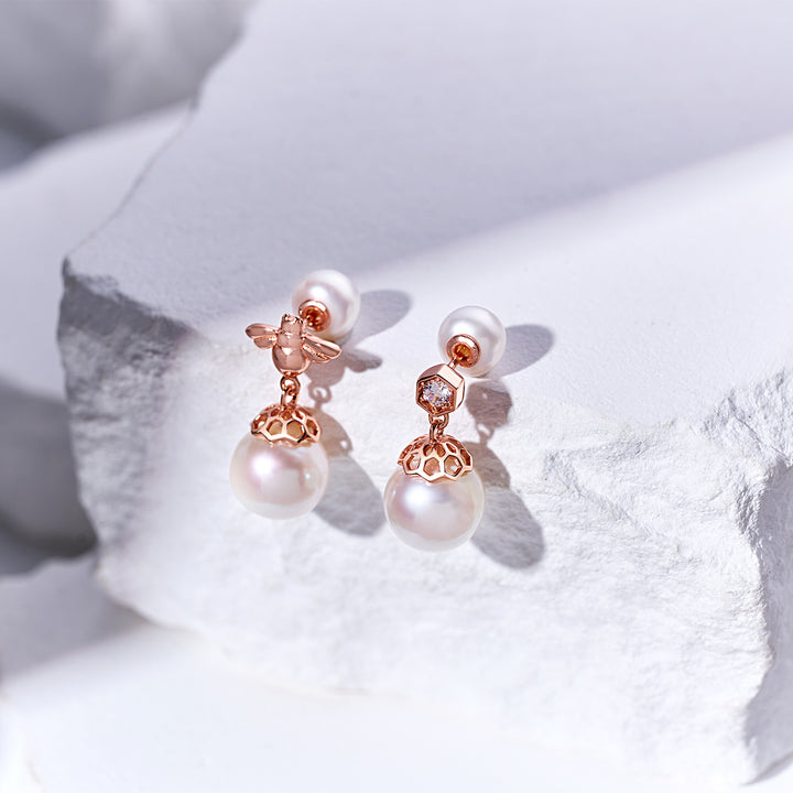 Top Grade Drop Shape Pearl Earrings WE00936 | BEE-LIEVE - PEARLY LUSTRE