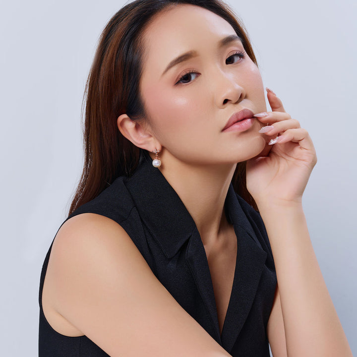 Top Grade Drop Shape Pearl Earrings WE00936 | BEE-LIEVE - PEARLY LUSTRE