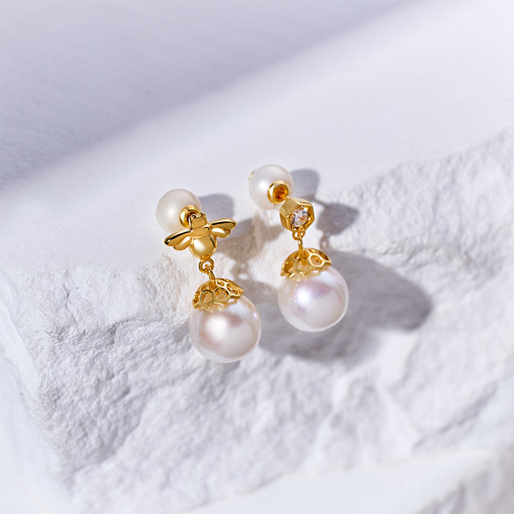 Top Grade Drop Shape Pearl Earrings WE00937 | BEE-LIEVE - PEARLY LUSTRE