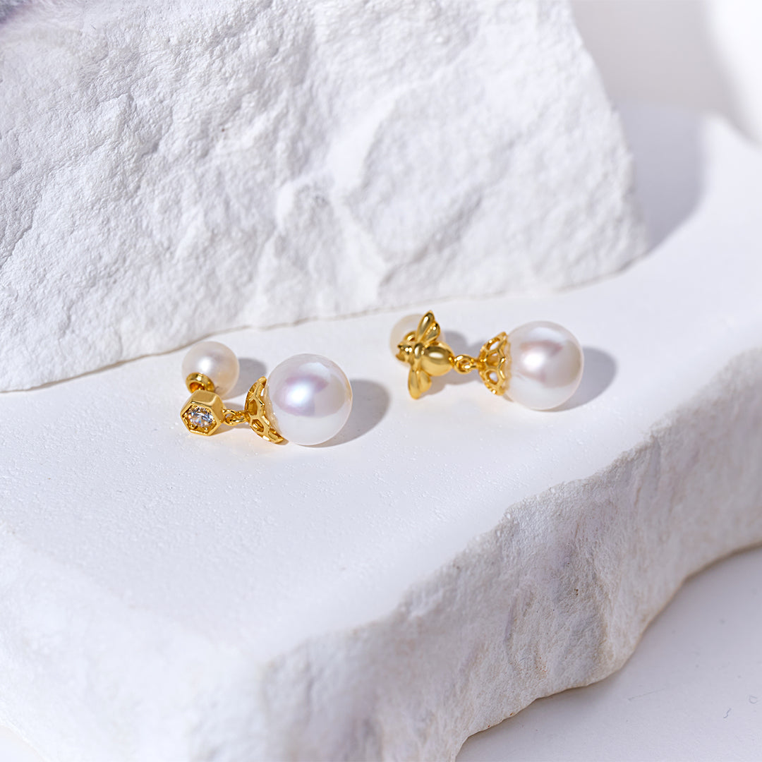 Top Grade Drop Shape Pearl Earrings WE00937 | BEE-LIEVE - PEARLY LUSTRE