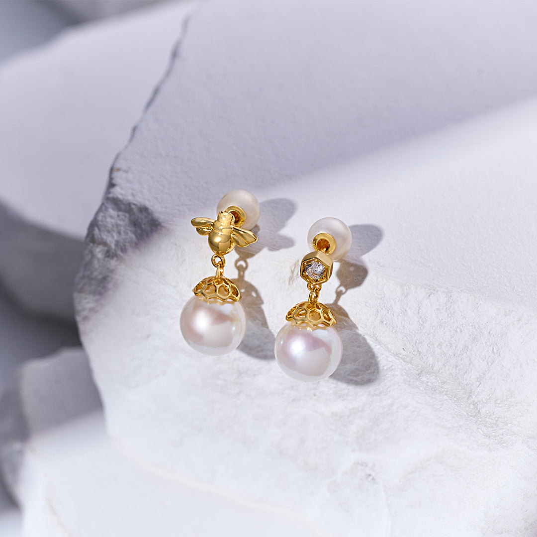 Top Grade Drop Shape Pearl Earrings WE00937 | BEE-LIEVE - PEARLY LUSTRE