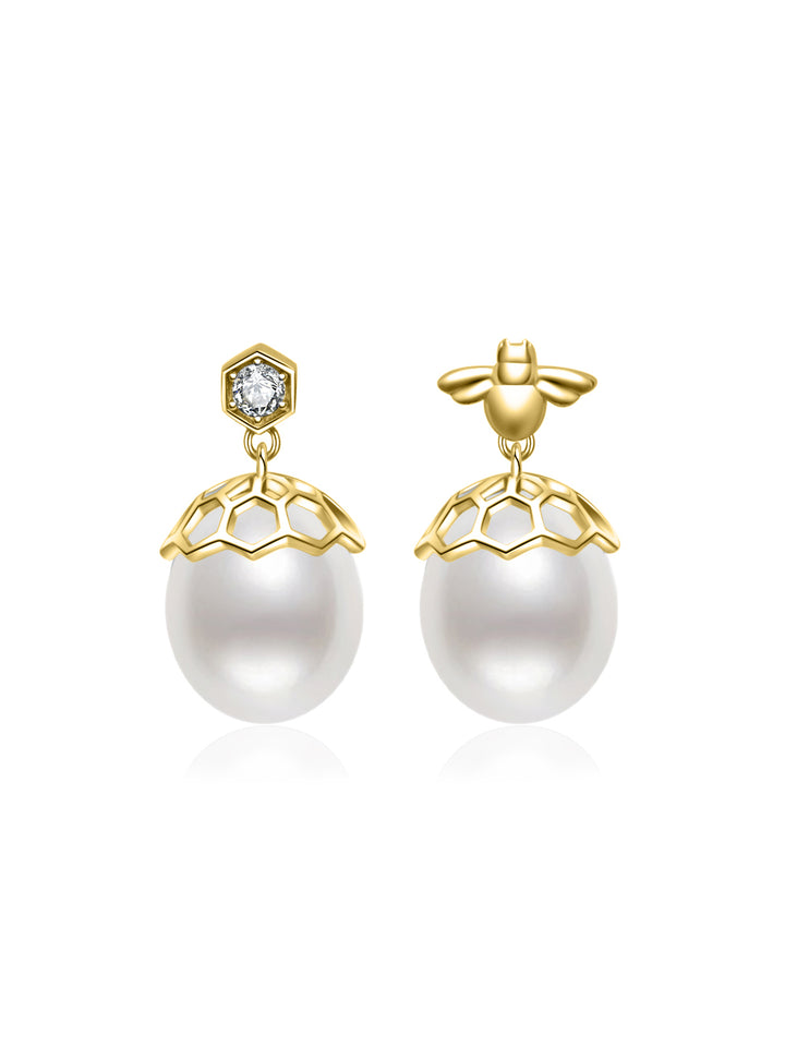 Anting Mutiara Bentuk Titik Gred Atas WE00937 | BEE-LIEVE