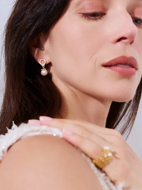 Boucles d'oreilles en perles d'eau douce de première qualité WE00938 | BEE-LIEVE