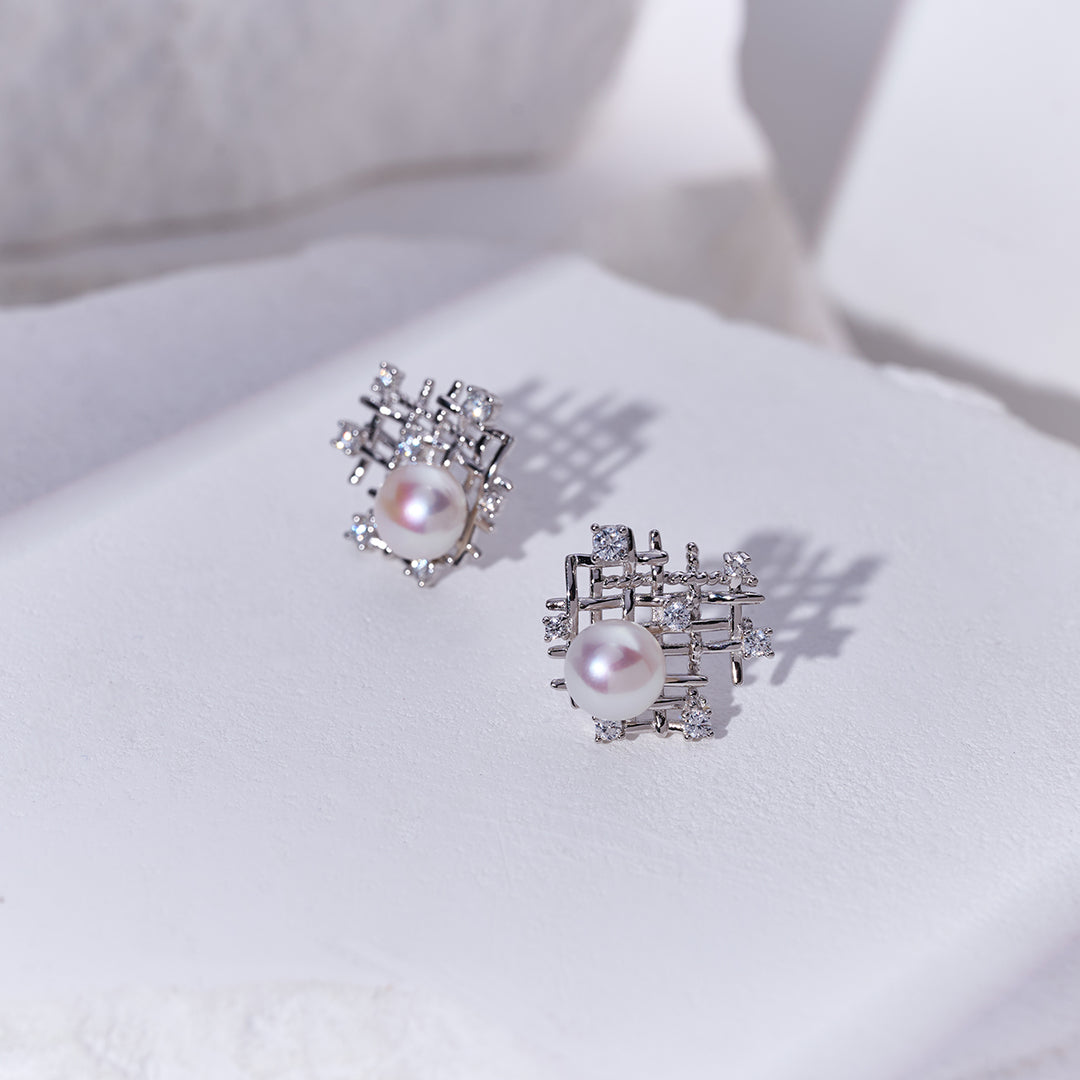 Top Grade Freshwater Pearl Earrings WE00942 | TWEED - PEARLY LUSTRE