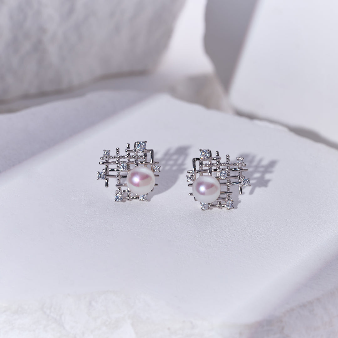 Top Grade Freshwater Pearl Earrings WE00942 | TWEED - PEARLY LUSTRE