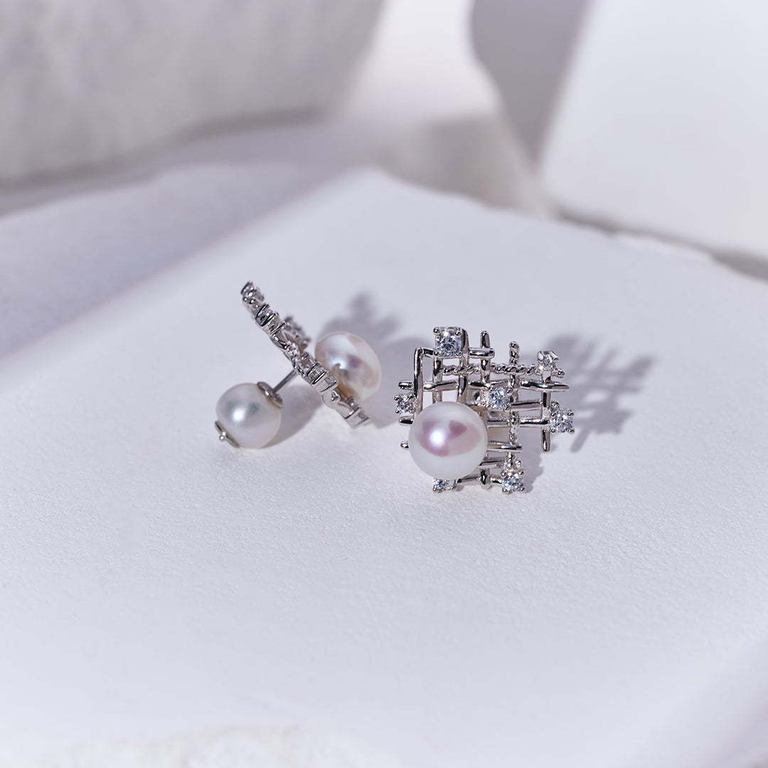 Top Grade Freshwater Pearl Earrings WE00942 | TWEED - PEARLY LUSTRE