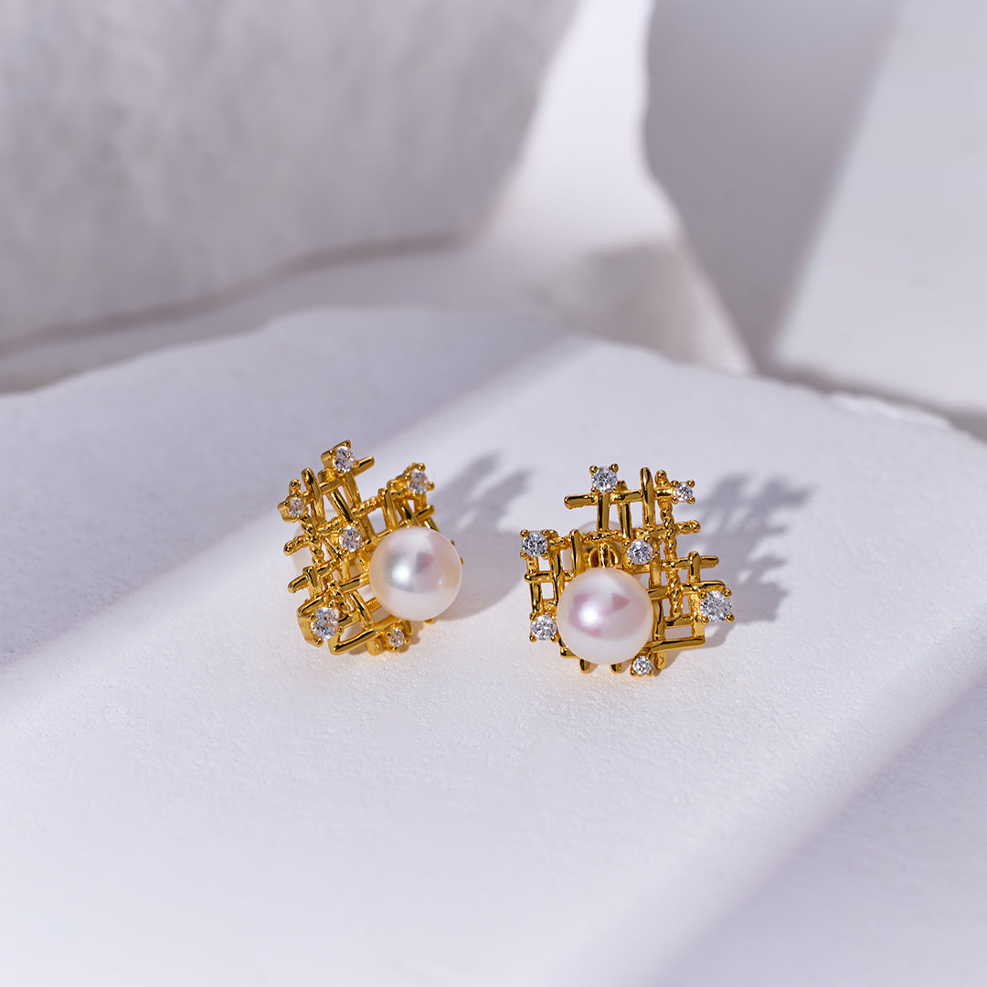 Top Grade Freshwater Pearl Earrings WE00943 | TWEED - PEARLY LUSTRE