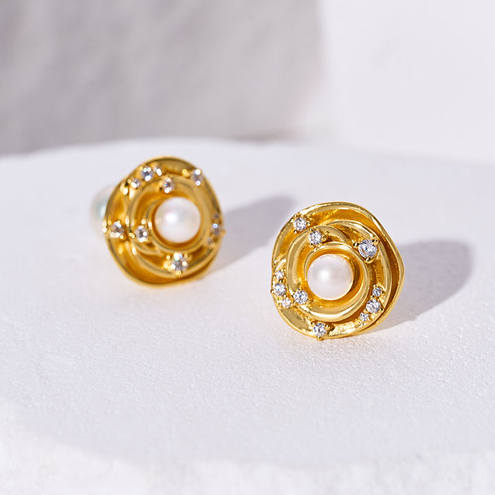 Top Grade Freshwater Pearl Earring WE00944 | ROSE - PEARLY LUSTRE