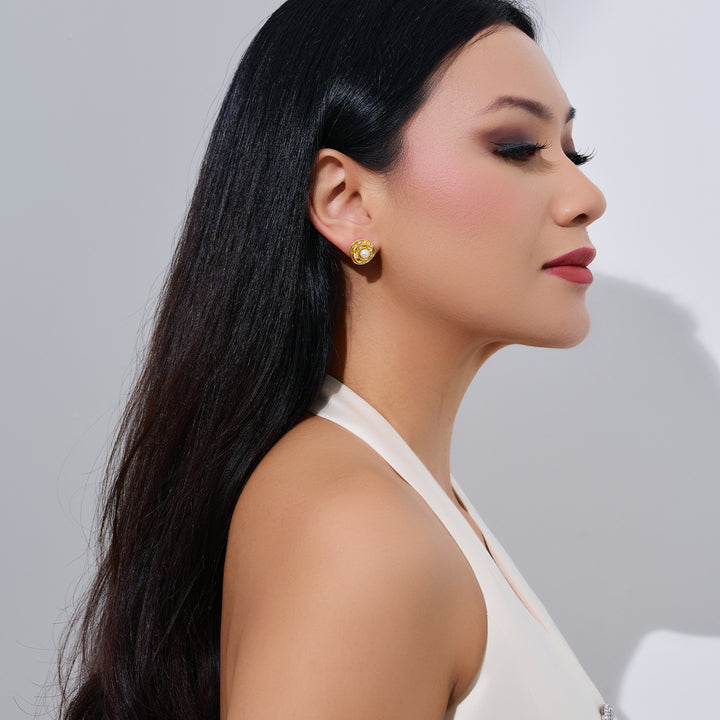 Top Grade Freshwater Pearl Earring WE00944 | ROSE - PEARLY LUSTRE