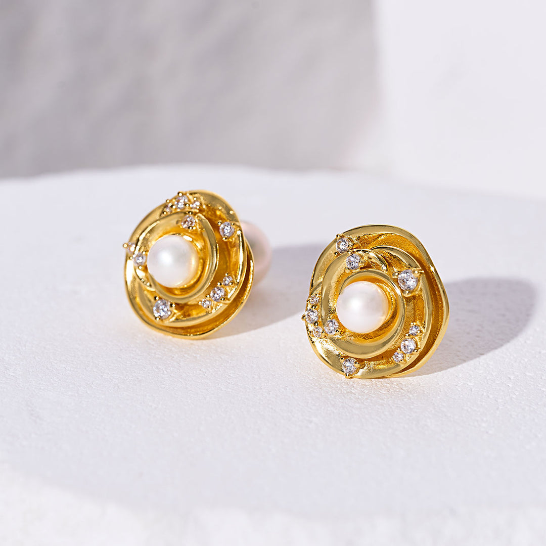 Top Grade Freshwater Pearl Earring WE00944 | ROSE - PEARLY LUSTRE