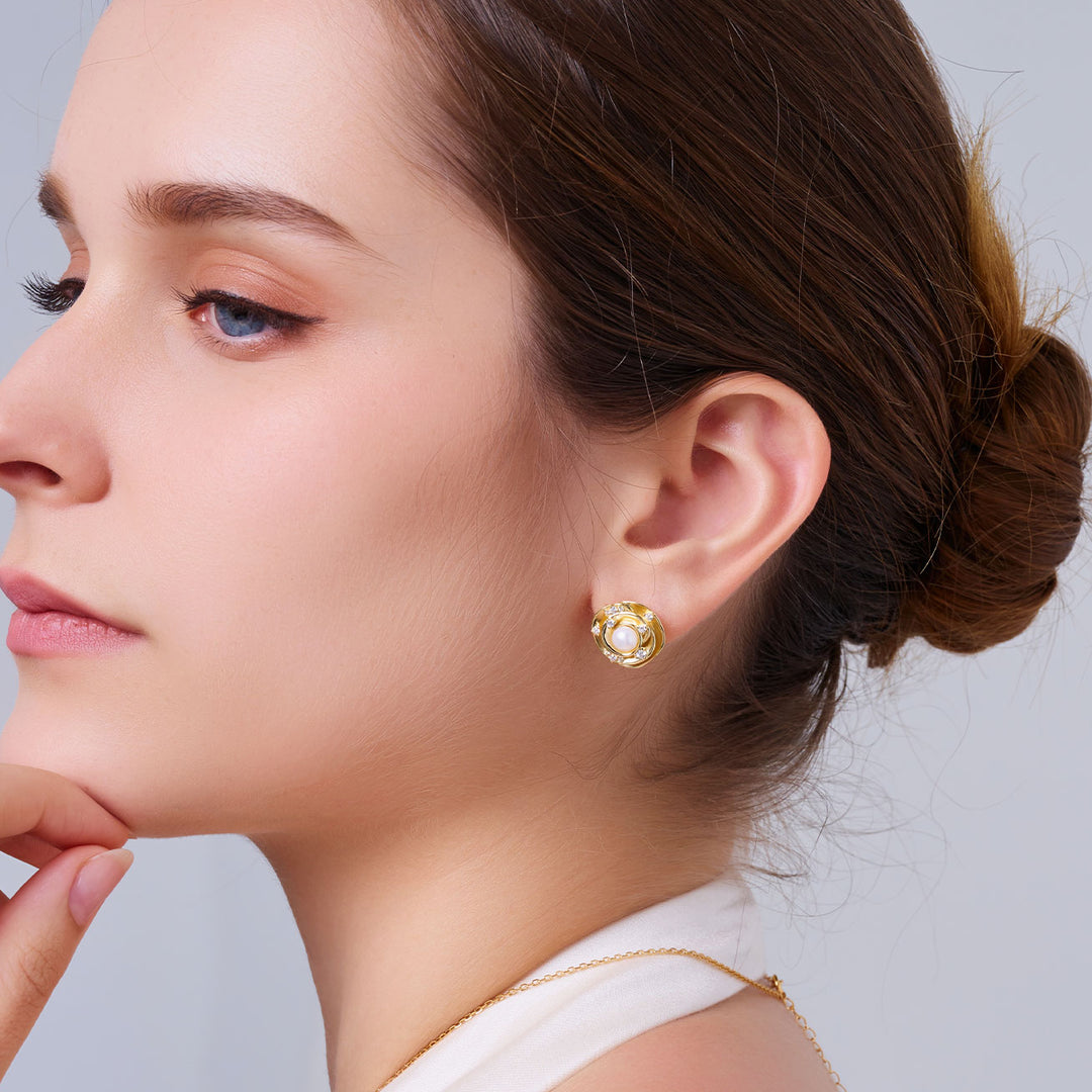 顶级淡水珍珠耳环 WE00944 | ROSE