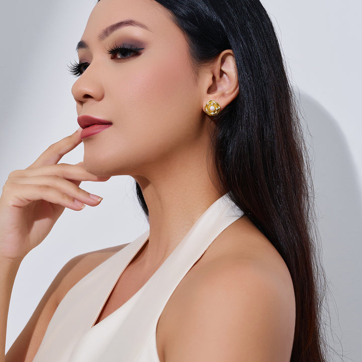 Top Grade Freshwater Pearl Earring WE00944 | ROSE - PEARLY LUSTRE
