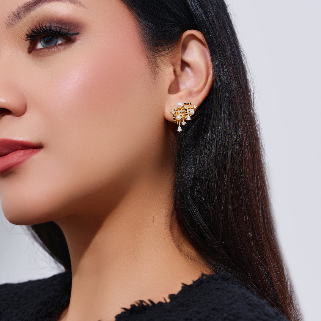 Top Grade Freshwater Pearl Earrings WE00945 | TWEED - PEARLY LUSTRE