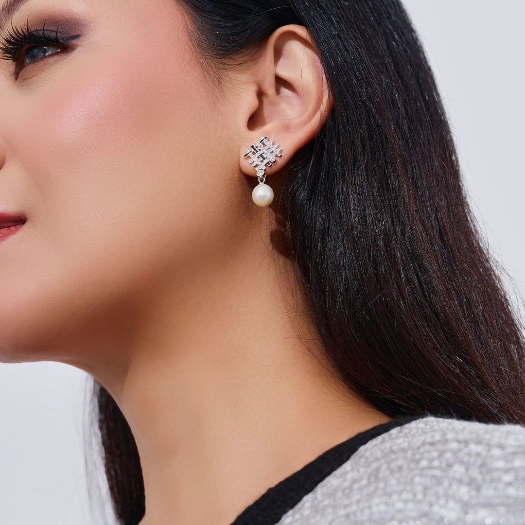 Top Grade Freshwater Pearl Earrings WE00948 | TWEED - PEARLY LUSTRE