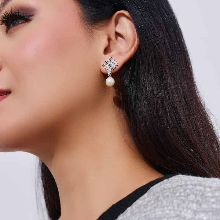 Top Grade Freshwater Pearl Earrings WE00948 | TWEED - PEARLY LUSTRE