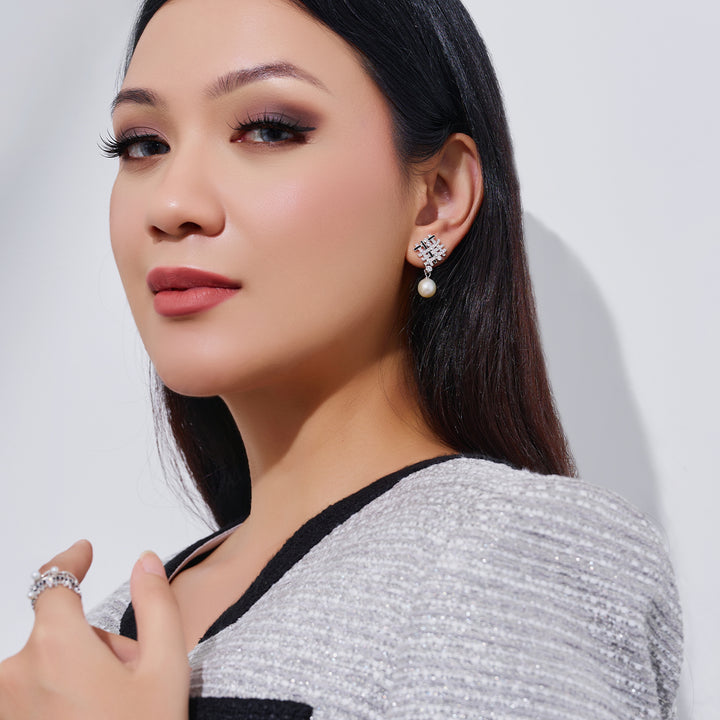 Top Grade Freshwater Pearl Earrings WE00948 | TWEED - PEARLY LUSTRE