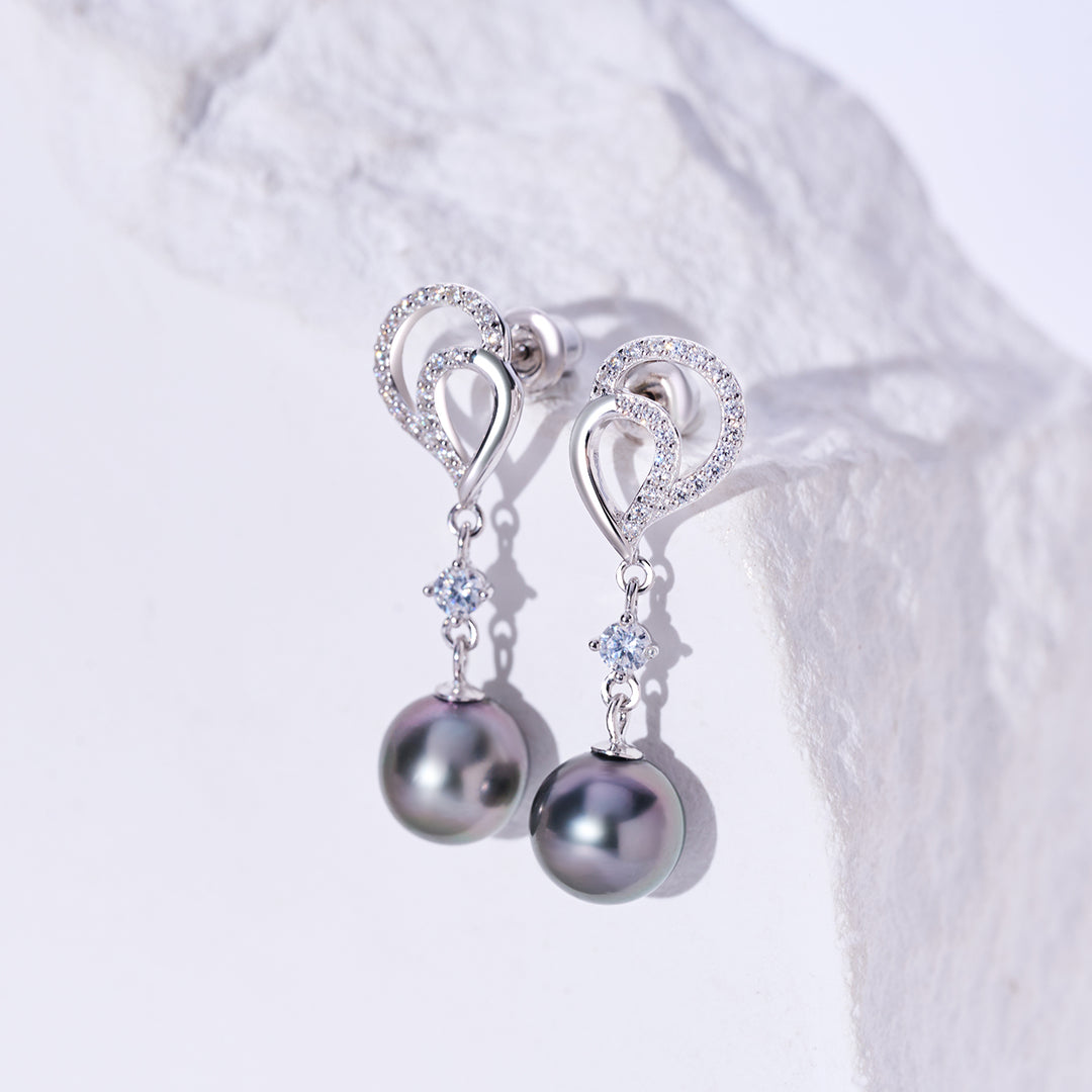 Tahitian Pearl Earrings WE00950 | LOVE - PEARLY LUSTRE