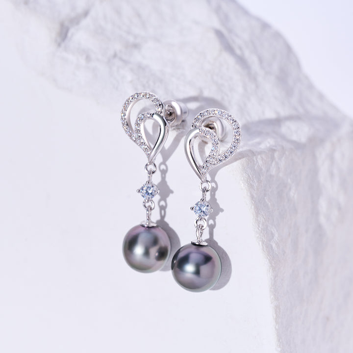 Tahitian Pearl Earrings WE00950 | LOVE - PEARLY LUSTRE