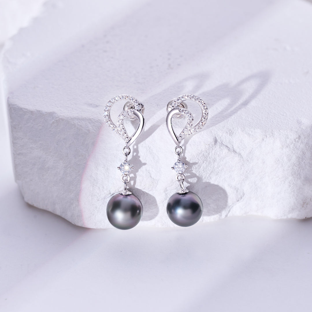 Tahitian Pearl Earrings WE00950 | LOVE - PEARLY LUSTRE
