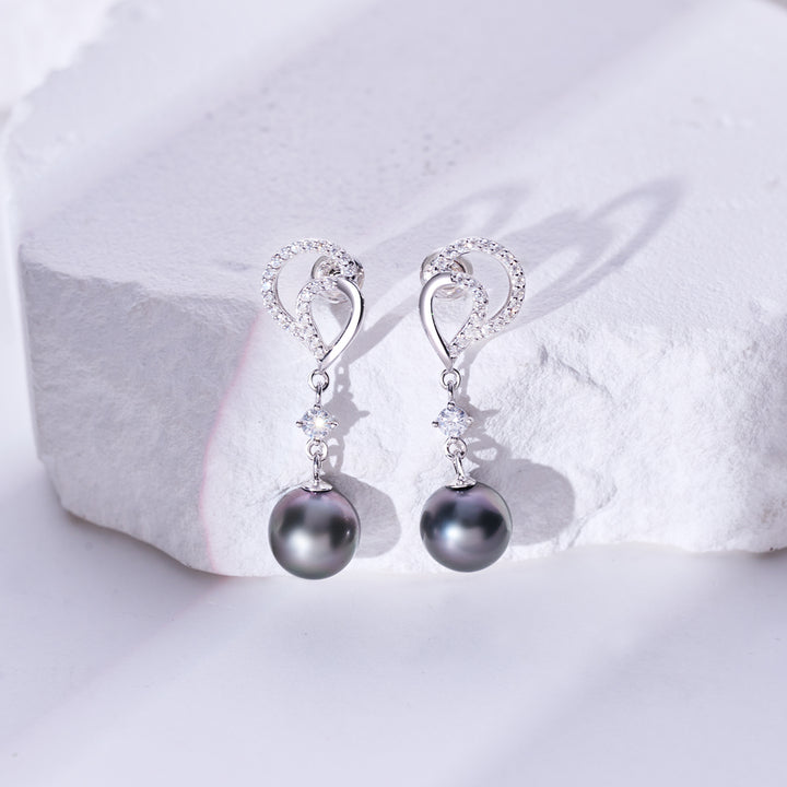 Tahitian Pearl Earrings WE00950 | LOVE - PEARLY LUSTRE