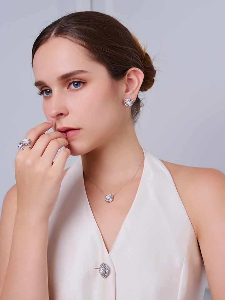 Pendientes de perla de agua dulce de primera calidad WE00951 | ROSE