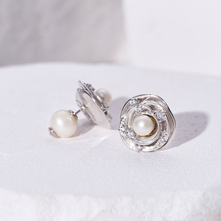 Top Grade Freshwater Pearl Earring WE00951 | ROSE - PEARLY LUSTRE